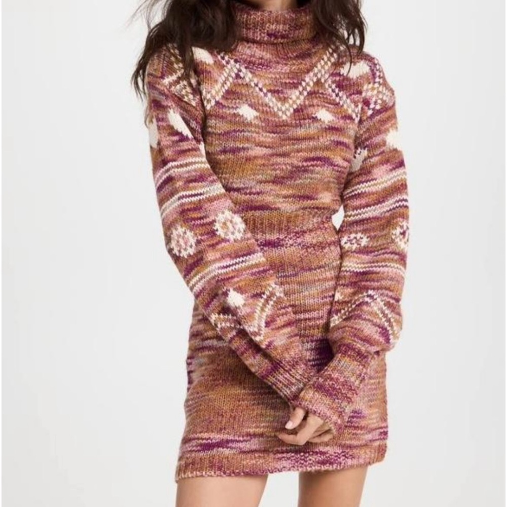 LOVESHACKFANCY Pacifica Mini Dress in Rosewood Sweater Dress XS. EUC